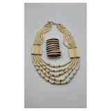 Vintage cream white necklace and bracelet