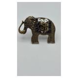 Brass stone elephant ring w/ rhinestones