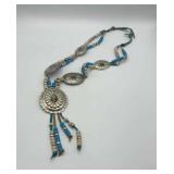 Southwest silver medallion turquiose necklace