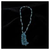 Sky blue glass beaded necklace