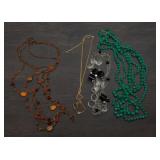 5 vintage beaded and gold tone necklaces