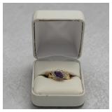 14K amethyst and diamond ring 4.1g