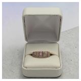 14K pink sapphire diamond band ring 3.9g