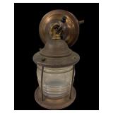 11ï¿½ Old brass & glass globe hanging light