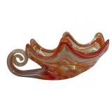10' art glass orange swirl candy dish