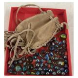 Marbles in Leather Pouch