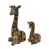 Pair pottery giraffe statues 11' & 7ï¿½