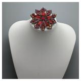 Vintage Ruby crystal petal brooch
