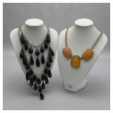 MC lucite faceted teardrop & geo necklaces