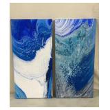2 Original Abstract Canvas Art  24 x 12