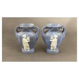 2 Small Jasperware 3' Vases Japan