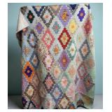 Hand stitched patchwork quilt 76 x 82