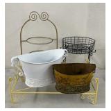 Metal plant stand, buckets, displays etc
