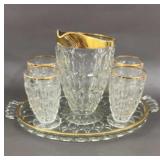 Vintage Jeanette Thumbprint Pitcher, Glasses etc