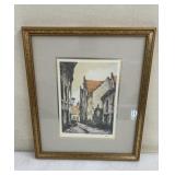 Roger Hebbelinck Framed Pencil Etching