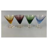 4 Multi Colored Cordial Glasses
