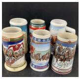 6 Budweiser Beer Steins