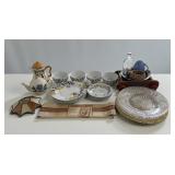 Bee china, stained glass, teapots, pewter etc