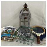 Misc Lot - Metal Basket, Sphere, Lantern Box
