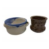 Ozark pottery handled bowl & bulb vase