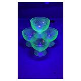 4 hazel atlas Florentine uranium glass sherberts