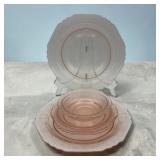 Pink Florentine plates & bowl