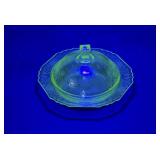 Uranium green hazel atlas Florentine butter dish