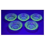 5 uranium green hazel atlas Florentine bowls
