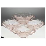 Hazel 4 Atlas Florentine pink handled soup bowl