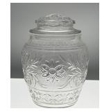 8 1/2' oatmeal sandwich glass biscuit jar