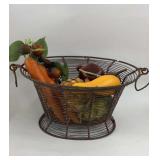 Metal Basket with Faux Fruit 15'