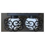 16' MC black metal scroll glass dome light fixture