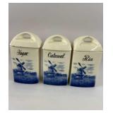 3 Antique Moskau Windmill Canisters 7.5'