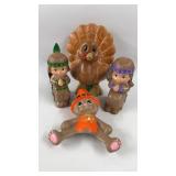 4 Ceramic Thanksgiving Figurines