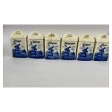 6 Vintage Moskau Windmill Spice Jars 4'