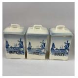 3 Antique lCzechoslovakia Windmill Canisters