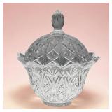 8' DePlomb lidded scalloped crystal candy dish
