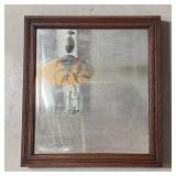Early beveled glass oak mirror 21x24