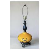 MCM burnt orange bulb metal base lamp works