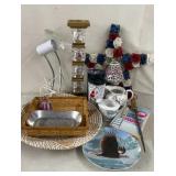 Misc Lot-' - Lamp, Candle Holder, Basket etc