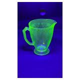 Hazels atlas Florentine uranium glass pitcher