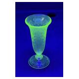 6' Hazel Atlas Florentine uranium glass vase