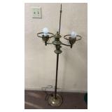 57' Antique Double Light Student Brass Floor Lamp