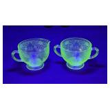 Uranium green Florentine creamer sugar