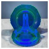4 uranium green Florentine plates 9'