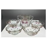 Northwood cherries spooner & 4 dessert bowls
