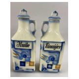 Antique Oil and Vinegar Ceramic Cruet Set 8.5'