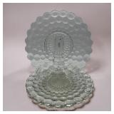 4 bubble glass dinner plates 9 3/4'