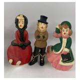 3 Vintage Ceramic Carolers 8.5'