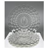 Six 10' bubble crystal glass dinner plates